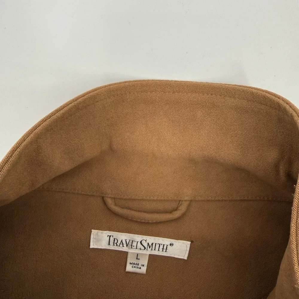 TravelSmith Track Suit Mens Large Brown Suede Microfiber Jacket Pants Set 77011